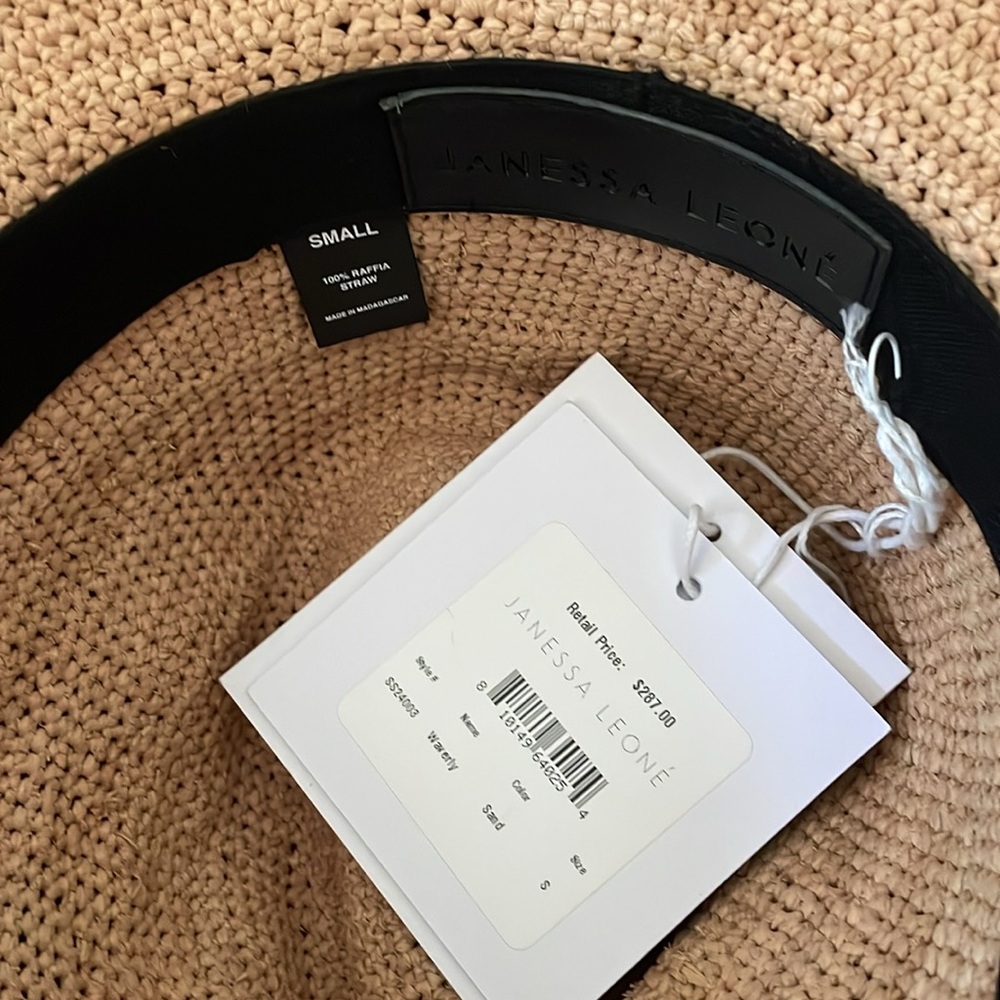 NWT Janessa Leone Tan Waverly Hat Raffia Straw - Picture 5 of 6